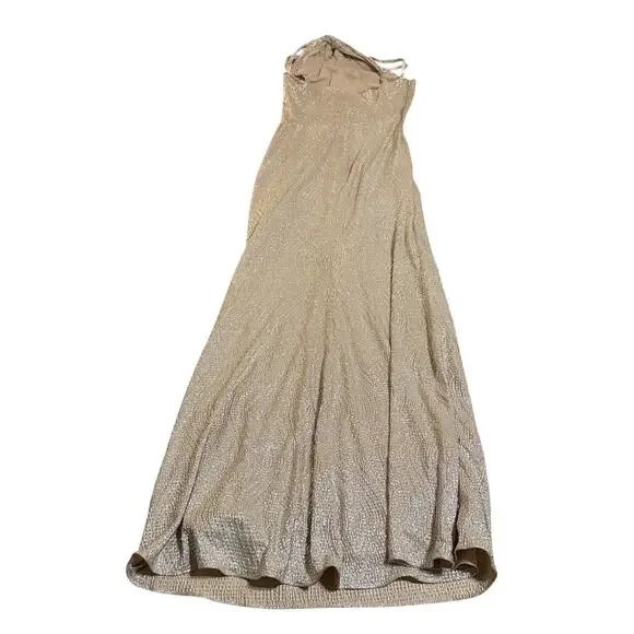 NWT Dessy Formal Maxi Dress One Shoulder TWIST METALLIC GOWN Rose Gold Size 0 - Picture 4 of 11